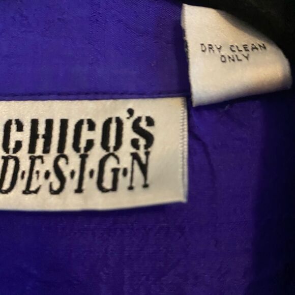 Chico’s Purple 100% Silk Embroidered Button Front Jacket Women’s Size Small - Picture 7 of 7
